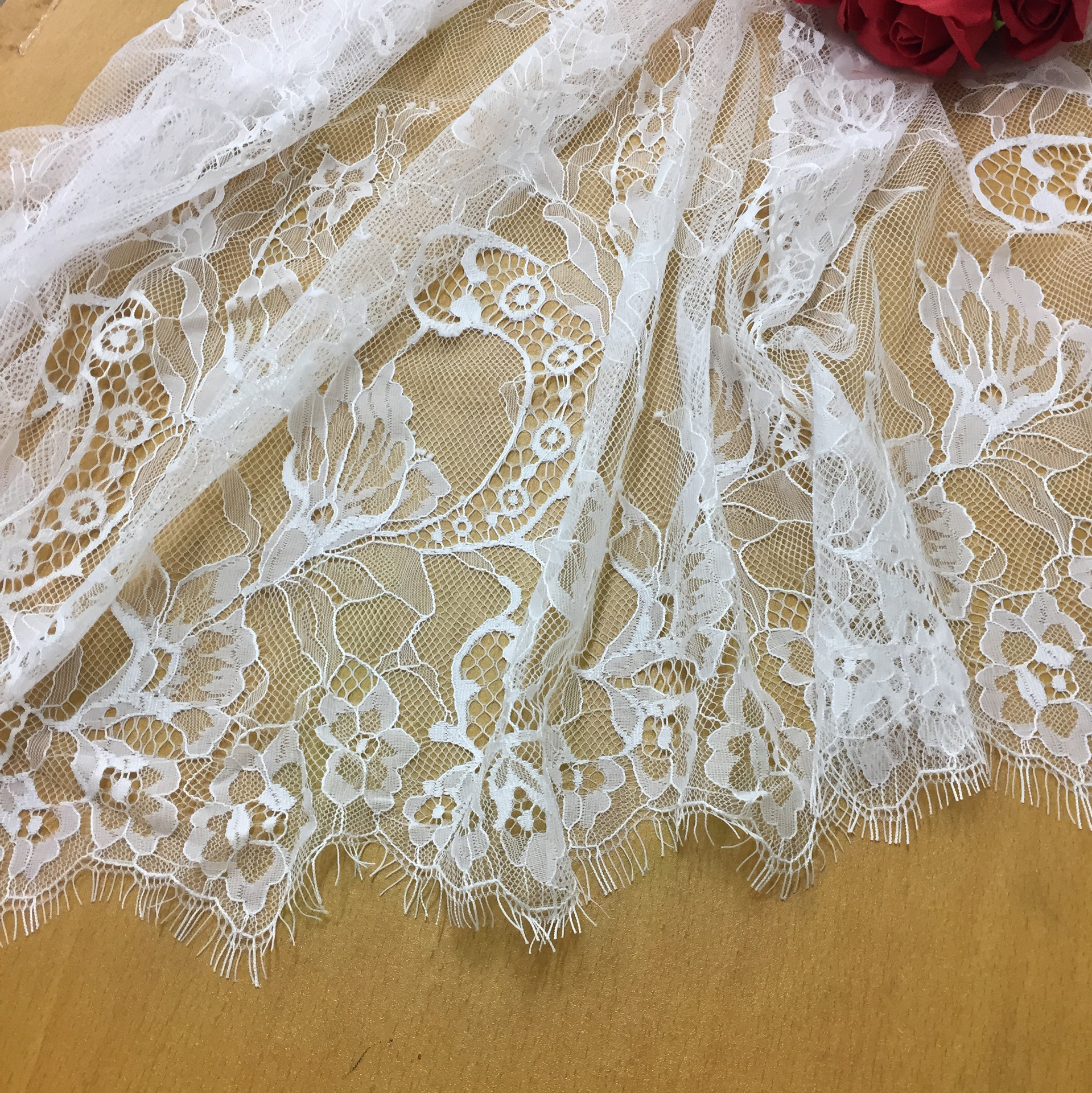 尼龙睫毛蕾丝面料网布薄款性感内衣服装服饰后工DIY辅料花边布料