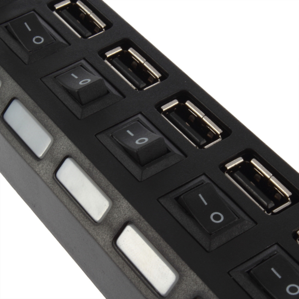 HUB USB de 7 puertos 2.0 – Con interruptores individuales, en stock, venta directa de fábrica
