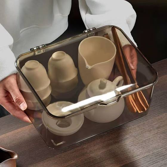 Desktop Storage Box Transparent Acrylic Storage Rack Grocery Basket Office Bedroom Dormitory Dust-proof Storage Box with Lid