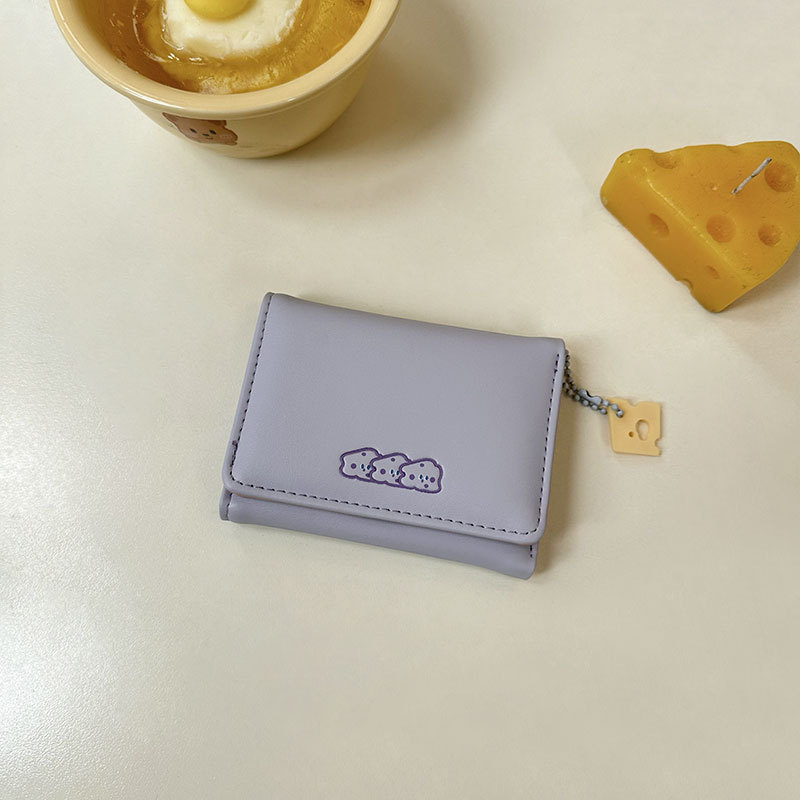 [Galleta de queso] manruike titular de la tarjeta de las mujeres lindas creativo corto tríptico Monedero billetera mujeres