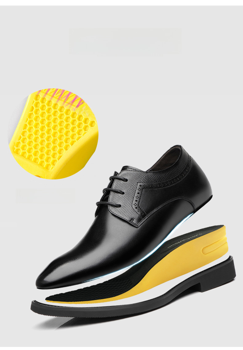 Men's 8cm6cm Inner Height Increasing Shoes Men's Korean Style Business Dress Pointed Toe Casual Men's Leather Shoes Bridegroom's Wedding Shoes_vogvips.com