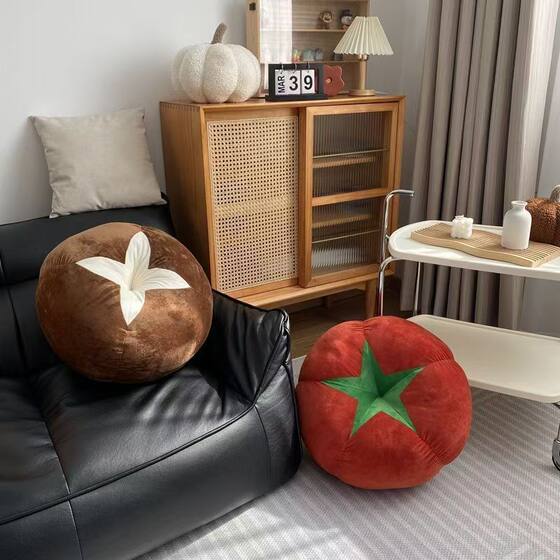 Ins Creative Mushroom Tomato Pillow Futon Living Room Sofa Cushion Room Floor Cushion Decorative Ornaments Bed