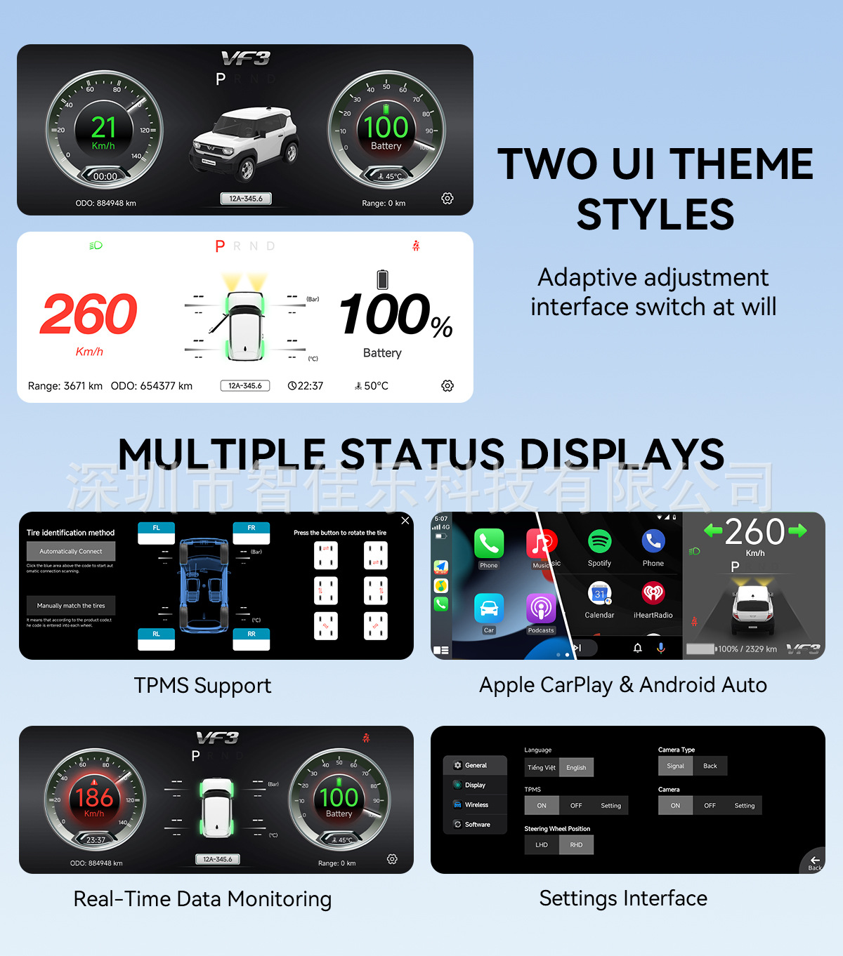 ODO VinFast VF3 10.3" CarPlay Android Auto Screen