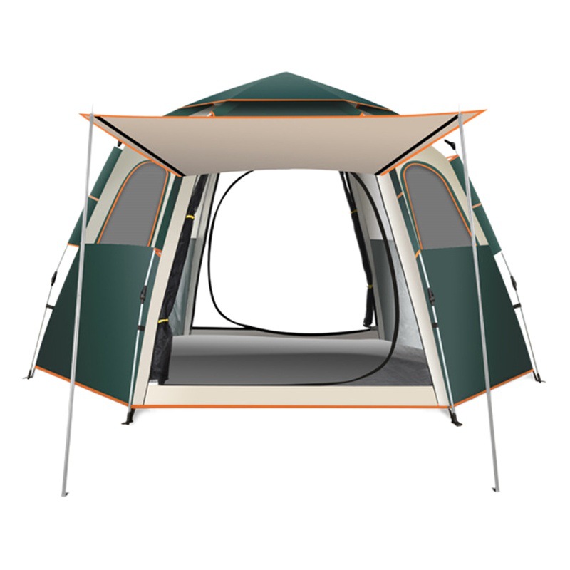 Carpa al aire libre plegable automático impermeable carpa hexagonal engrosada impermeable equipo de camping acampar al aire libre