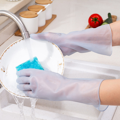 Jelly Color Household Gloves PVC Colorful Short Clean Laundry Washing Dishes Kitchen Mopping Thickened Oilproof Anti-dirty