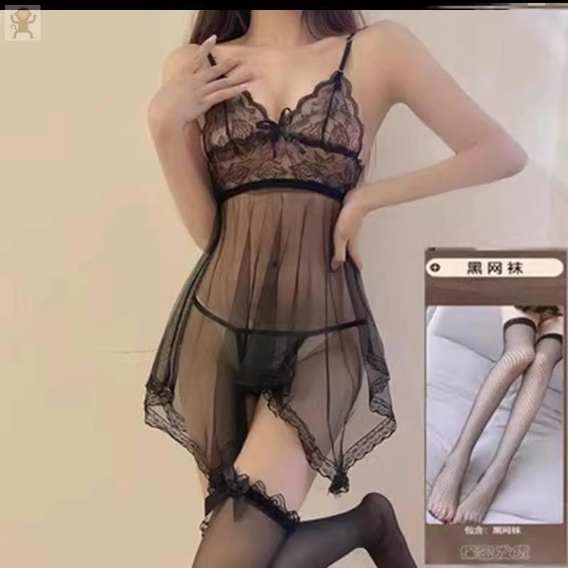 블랙 + 블랙 망사 스타킹