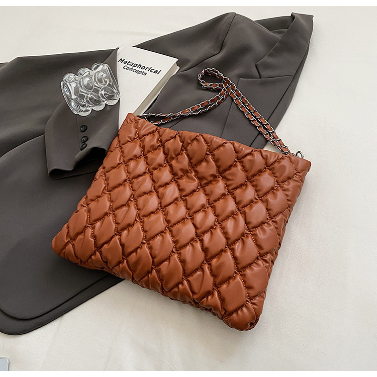 Große Gesteppte Tragetasche Für Damen Geräumige Lingge Schultertasche_voghion.com