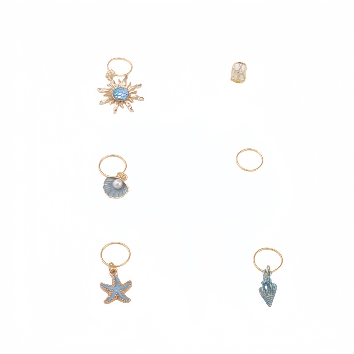 45pcs barroco estrella de mar elemento trenzado sucio accesorios para el cabello verano joyería para el cabello baile y fiesta festival de música anillo para el cabello