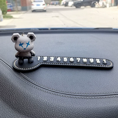 Net red violent bear temporary parking number plate personalized creative cute Net red mobile car phone plate ornaments parking card (Nömrəli dayanma kartı) - grey-violent-bear-stop-plate