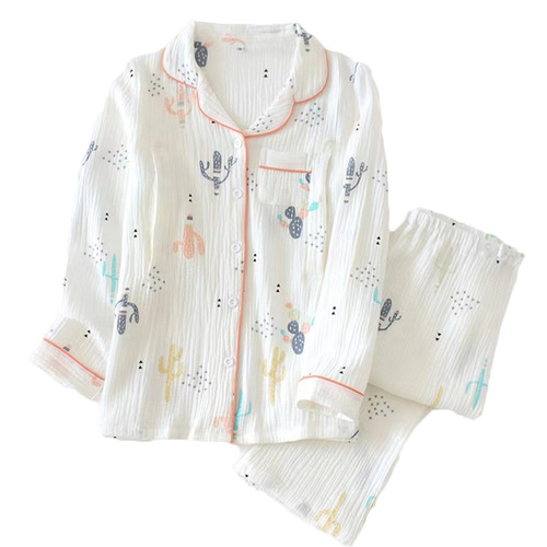 Postpartum clothing summer breastfeeding thin postpartum maternity pajamas spring and autumn pure cotton gauze nursing home clothing absorbs sweat June 7