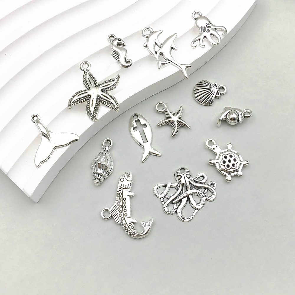2g Weight Pendant Jewelry Making Type DIY Jewelry Accessories Classification 16 Models Per Model 1, 16/Bag Quantity Alloy Material Starfish, Ocean, Mermaid, Fish Pattern Plating Design Simple Style, Classic Style Style 16 Models Per Model 1, 16/Bag Alloy Starfish Ocean Mermaid Pendant DIY Jewelry Accessories 4