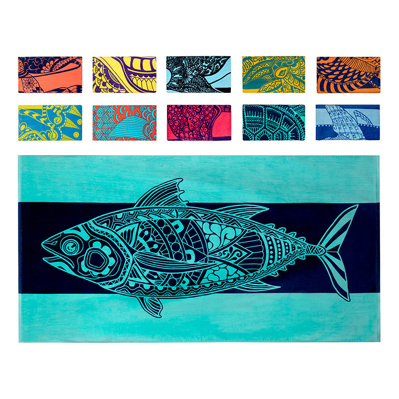 Cross-Border Popular Bath Towel, Water-Absorbent, Quick-Drying, Swimming Beach Towel, Large Size for Men and Women, Microfiber Printed Fabric, Quick-Drying