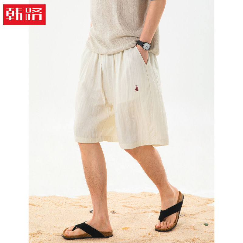 Imitation Linen Ice-Feel Breathable Shorts, Summer Style Beach Pants, Loose and Flowy Texture, Casual Five-Point Pants Q Imitation Linen Ice-Feel Breathable Shorts, Summer Style Beach Pants, Loose and Flowy Texture, Casual Five-Point Pants Q