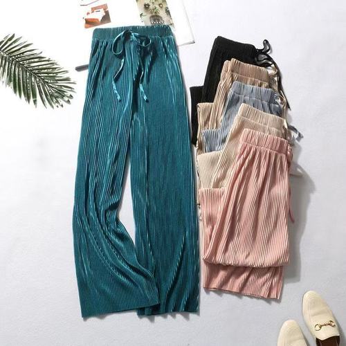 Main event pleated wide-leg women's pants high-waisted drape spring loose casual pants ice feel pants ice silk floor-length pants