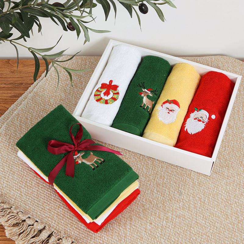 コットンクリスマスタオルサンタクロースクリエイティブギフトセット子供用洗面タオル卸売注文可能織り|undefined