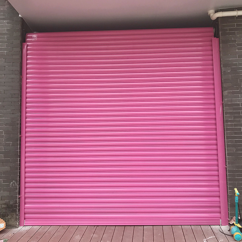 Pink Galvanized Electric Rolling Shutter Door Aluminum Alloy Household Fully Automatic Fast Rolling Shutter Door Villa Stainless Steel Garage Door