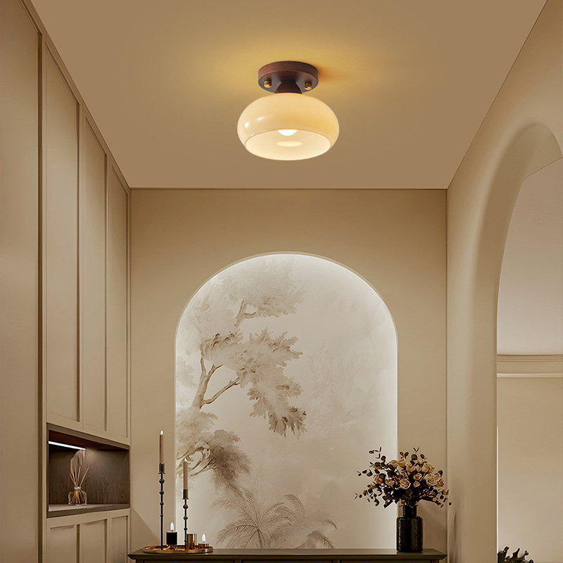 Aisle Light Corridor Light Chinese Style Retro Entrance Ceiling Light Simple Creative Walnut Silent Style Entrance Lights