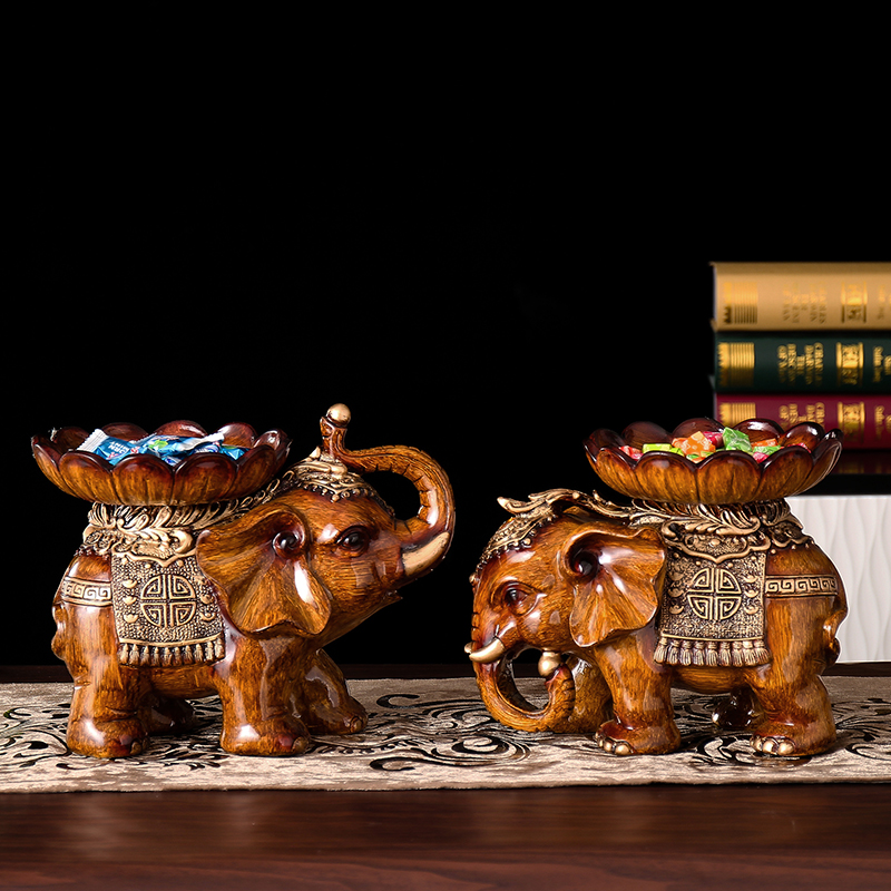 European-style Retro Elephant Dried Fruit Plate Candy Plate Creative Living Room Coffee Table Home Decorations Ornaments Sample Room Soft Decoration