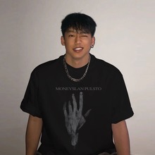 美式复古短袖t恤男生痞帅黑色大码宽松半袖棉重磅上衣