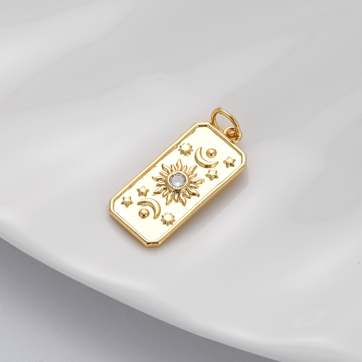8g Weight Pendant, Chain Jewelry Making Type Zircon Inlay Material DIY Jewelry Accessories Classification 1 Piece Quantity Copper Material Geometric, Star, Moon Pattern Plating, Inlay Design Simple Style Style 1 Piece Copper Zircon Geometric Star Moon Pendant Chain 36