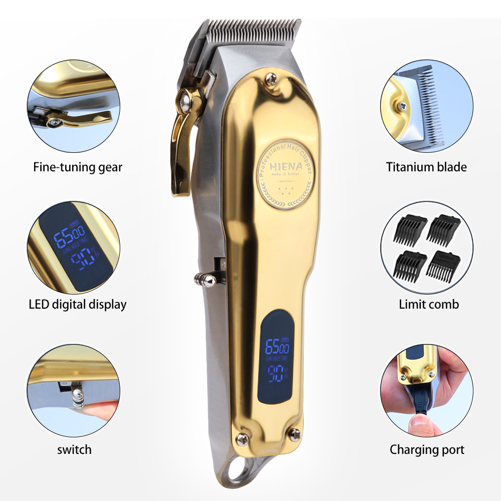 Cross-border exclusivo cuerpo completo de metal tijeras de peluquero profesional LCD pantalla digital tijeras de peluquero recargable pelo Clipper maquinilla de afeitar