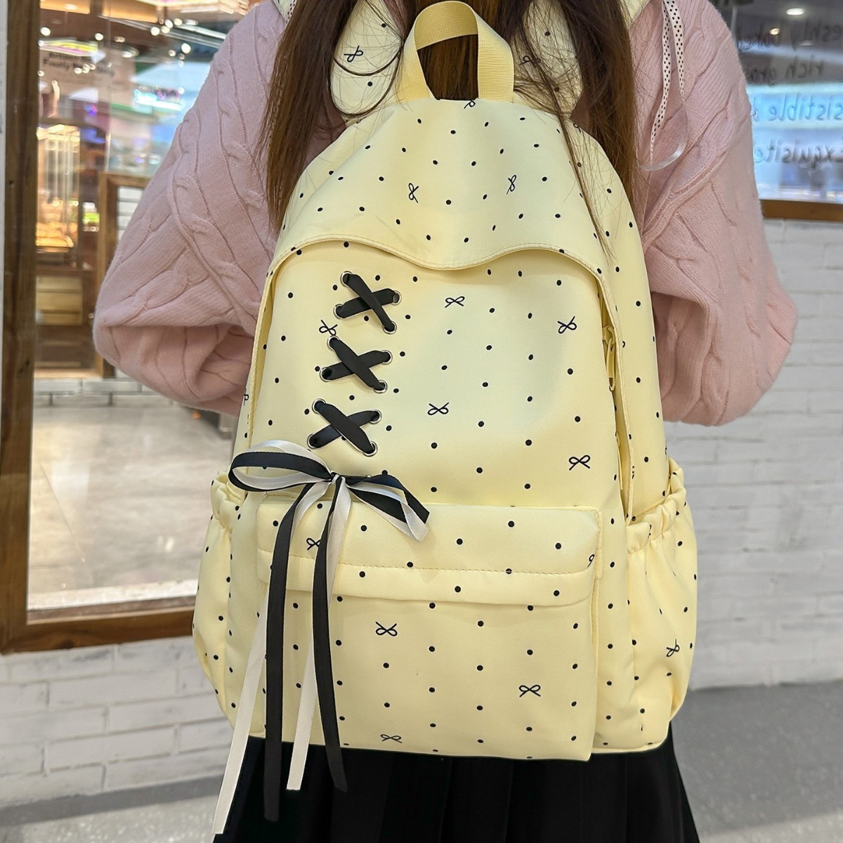 新款日系高颜值清新甜美糖果色背包引闪学生轻便大容量旅行双肩包 箱包皮具厂家批发实拍图