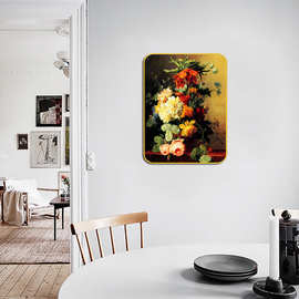 古典花卉油画欧式客厅装饰画微喷花卉油画美式无框画公寓民宿壁画