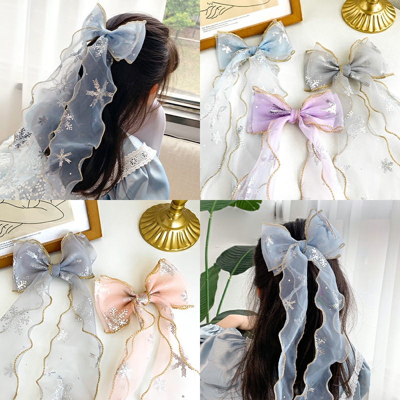 雪花蝴蝶结飘带发夹