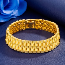 外贸火热跨境坦克三排手表链男士宽边百搭手链轻奢高级感仿真手饰