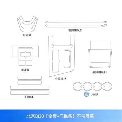 decorative gear shift modification accessories, Car interior film - 26-27-model-beijing-bj30-full-set-door-sill-strips-without-screen-includes-door-bowl-film