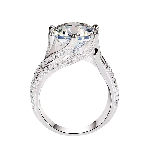 Hot selling princess big diamond pigeon egg luxury 5 carat simulated diamond ring women's high carbon diamond ring ring