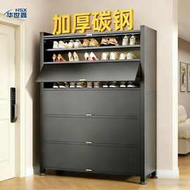钢制鞋柜家用门口防尘多层铁皮收纳柜一体靠墙入户室内金属鞋架子