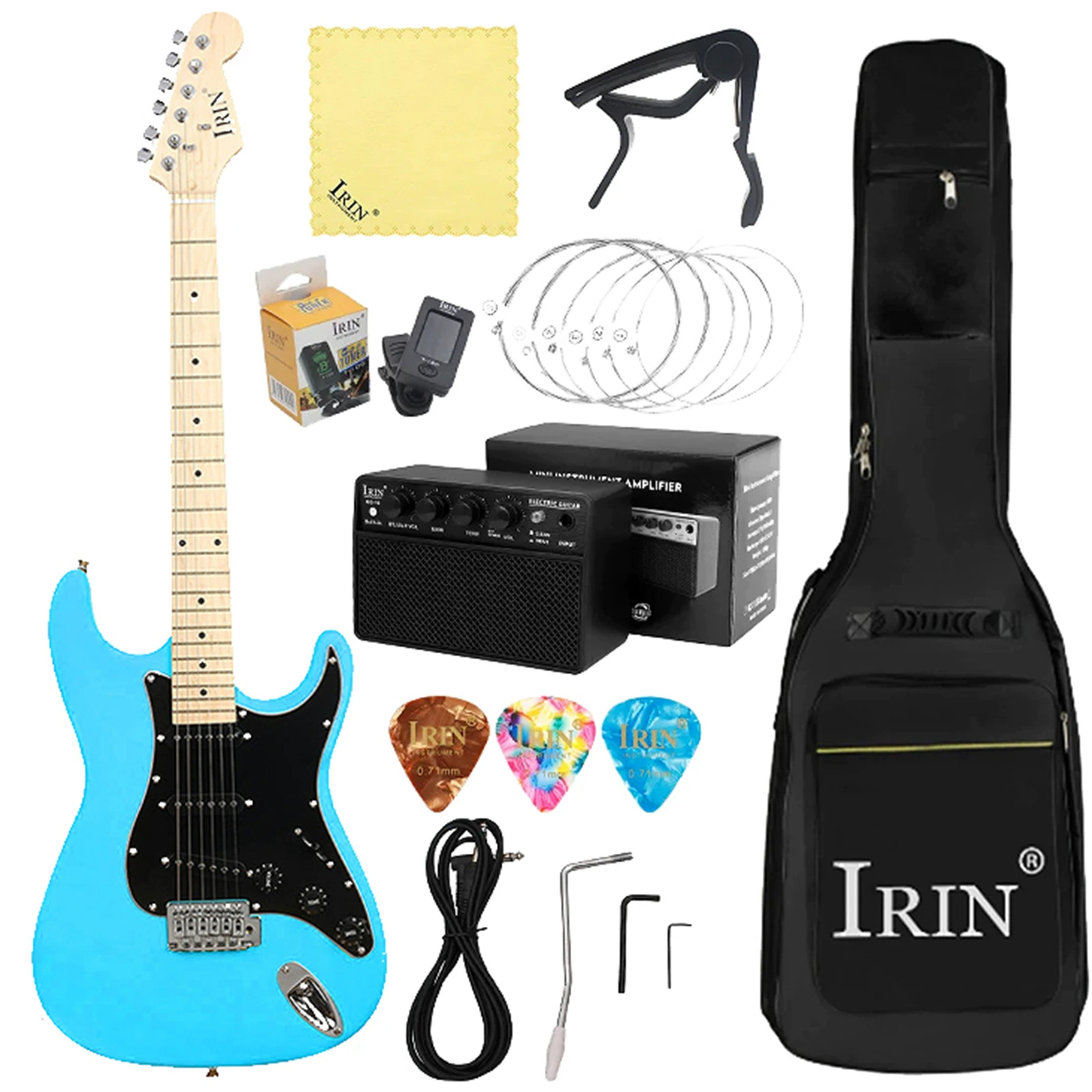 IRIN Guitar, set for adults for beginners from natural wood