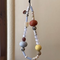 原創天然松石串珠手機鏈ccd掛繩藍色簡約掛件高級質感相機防丟繩