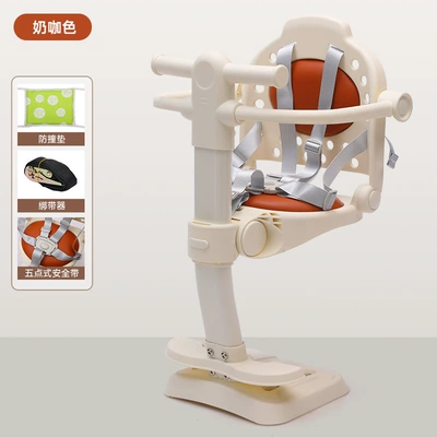 Electric Vehicle Child Seat, Front-Mounted Foldable Baby Safety Seat for Electric Bikes, Motorcycle Child Seat (Electric car child seat) - milk-coffee-color-one-click-folding-five-point-safety-belt-free-anti-collision-pad