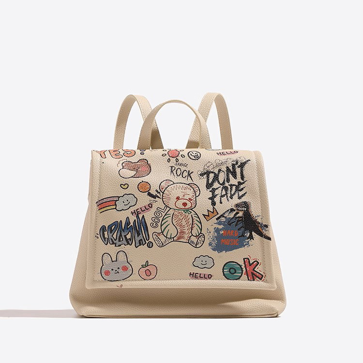 bear bag fashion versatile backpack shoulder messenger bag women's bag_voghion.com