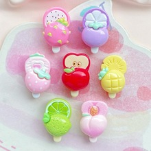 迷你创意水果冰棒苹果桃子草莓柠檬串串树脂配件发夹发饰手工材料