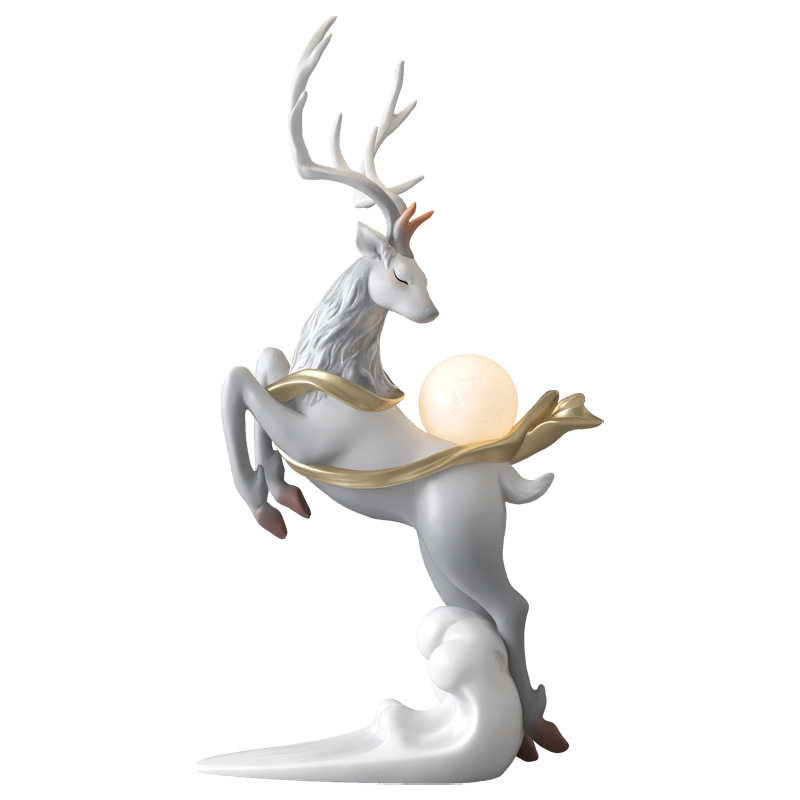 ?대형 엘크 거실 바닥 램프 장식품 빛 고급 대기 홈 장식 입구 조각 개막 집들이 행사