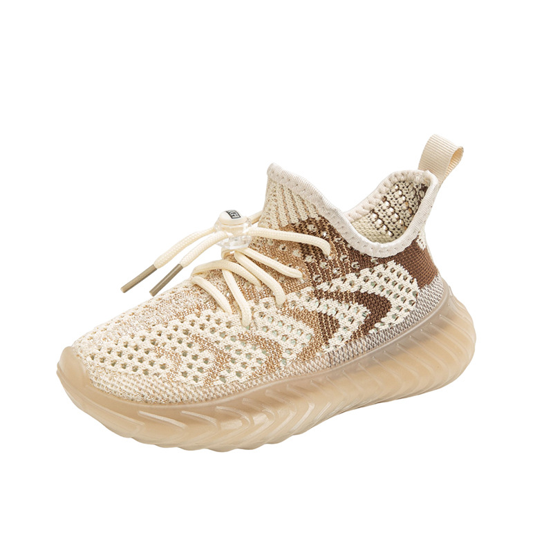 Zapatillas para niños 2025 nuevos zapatos de coco transpirables de tejido volador de verano para niños de mediana edad