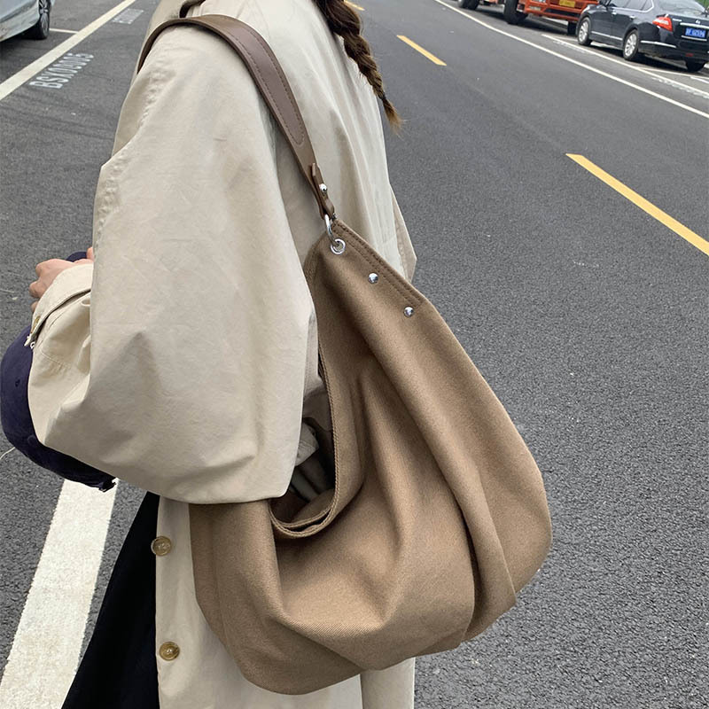 日系托特包2025新款女士大容量帆布袋复古通勤手提包单肩斜挎大包|undefined