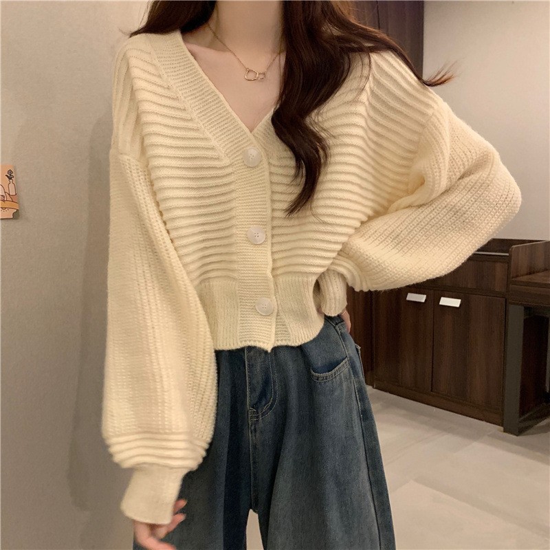 Cardigan de punto de cuello en V para mujeres 2025 otoño y invierno nuevo suéter holgado perezoso abrigo chic chaqueta pequeña al por mayor image 9