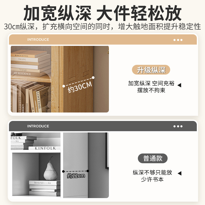 Todo el armario de almacenamiento de madera sólida estante de libros con puerta de combinación libre armario de cama trasera de suelo armario a prueba de polvo doméstico