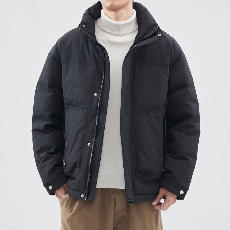 hansca85 white duck down collar down jacket men's loose fashion brand 2024 winter new elastic waist warm coat