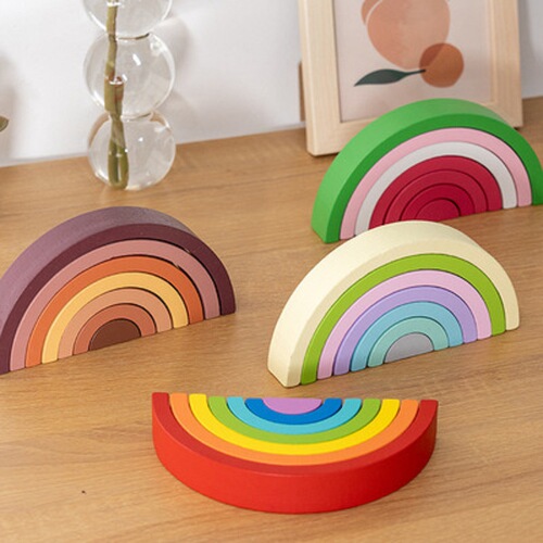Cross-border wooden toys rainbow building blocks Jenga children's educational assembly toys enlightenment early education toys wholesale