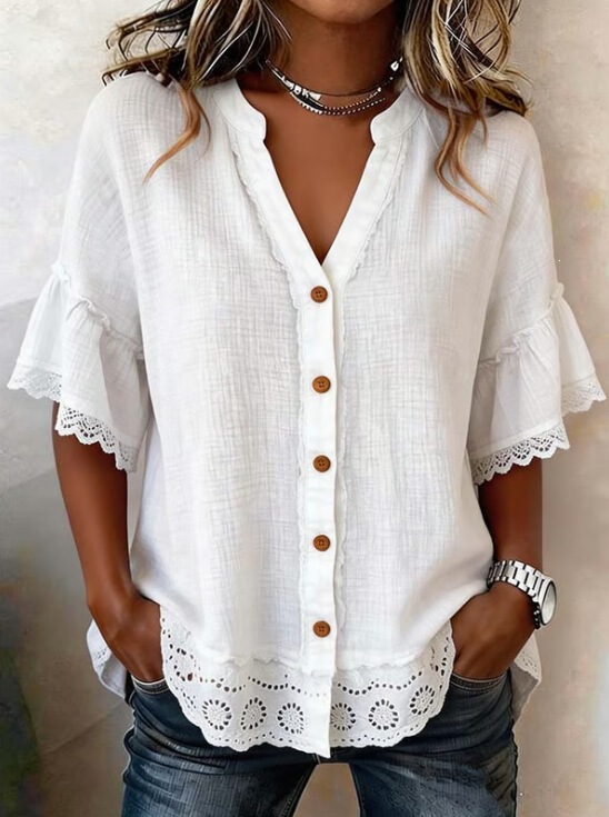 2026 New Cross-Border Vintage Linen Solid Color Hot-Selling Bohemian Round Neck Long Sleeve Women's Top in White, European and American Style 2026 New Cross-Border Vintage Linen Solid Color Hot-Selling Bohemian Round Neck Long Sleeve Women's Top in White, European and American Style
