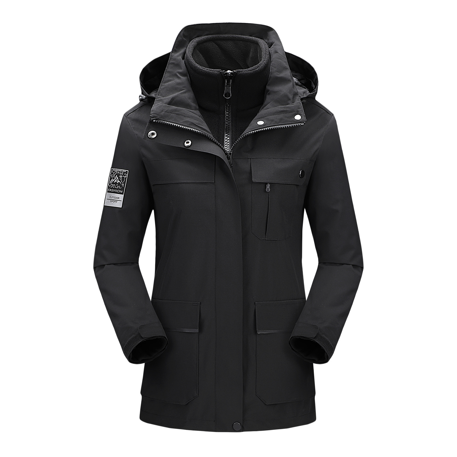 Chaqueta de pareja forro polar desmontable hombres y mujeres moda casual cálido tres en uno conjunto de dos piezas al aire libre al por mayor