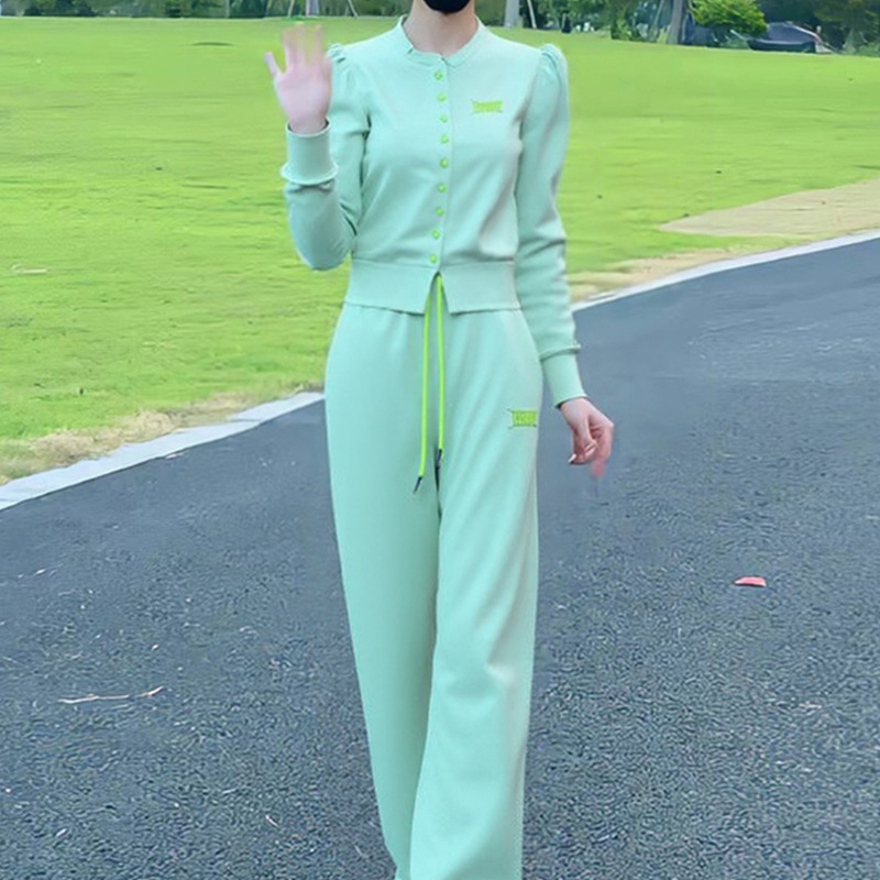 2025新款微胖大码休闲运动套装薄荷绿显瘦宽松开衫卫衣两件套女装|undefined