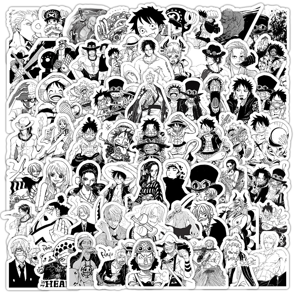 100张新款日漫风黑白海王卡通装饰防水贴纸包 DIY创意滑板冰箱贴