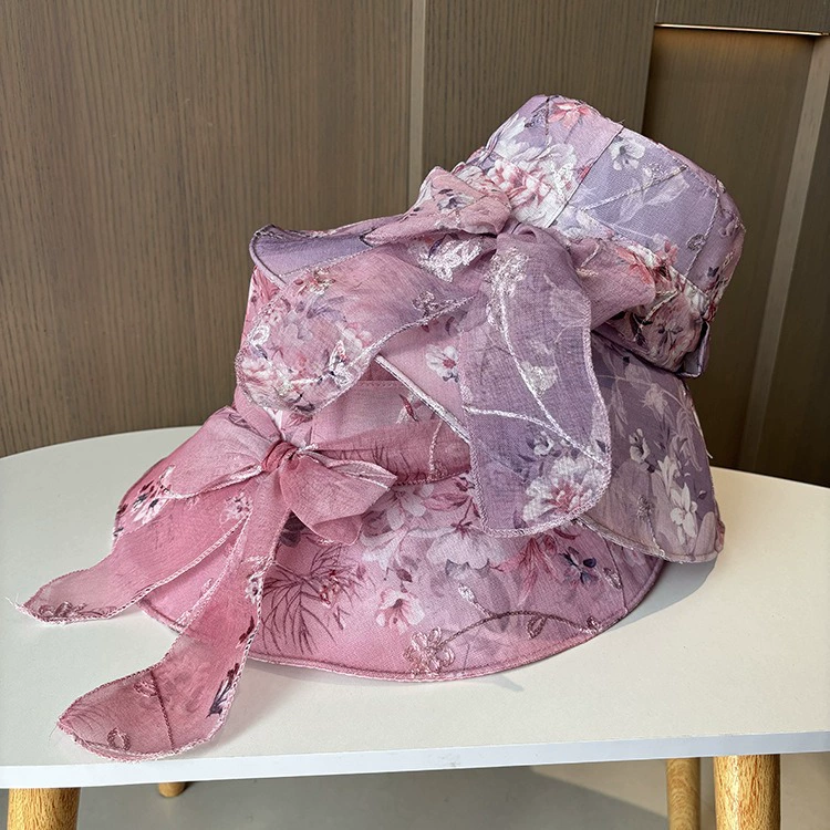 Темперамент элегантный цветочный тюль дышащий бант шляпа Рыбак шляпа