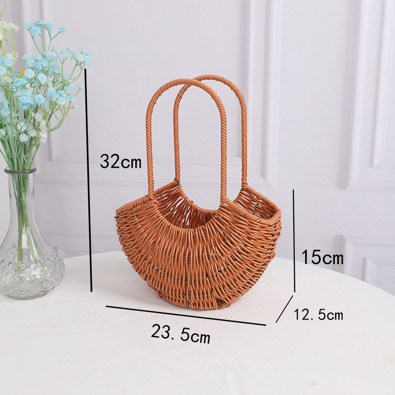 [모조 등나무] 반달 바구니, 자세히 보기